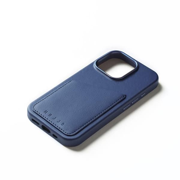 Mujjo iPhone 16 Pro Mobilskal MagSafe Korthållare - Blå