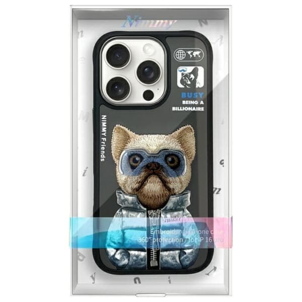 Nimmy iPhone 16 Pro Mobilskal Cool & Cute 2.0 Dog - Svart