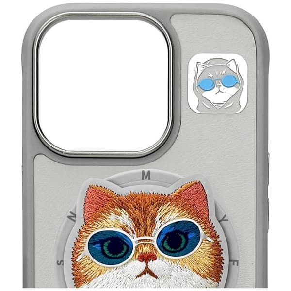 Nimmy iPhone 16 Pro Mobilskal MagSafe Glasses Cool Cat - Grå