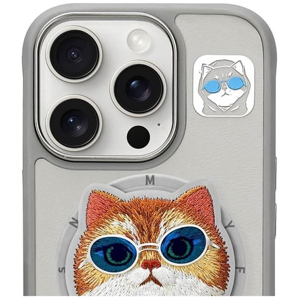 Nimmy iPhone 16 Pro Mobilskal MagSafe Glasses Cool Cat - Grå