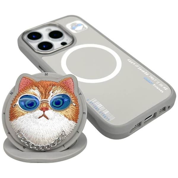 Nimmy iPhone 16 Pro Mobilskal MagSafe Glasses Cool Cat - Grå