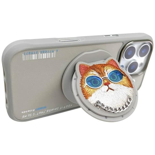 Nimmy iPhone 16 Pro Mobilskal MagSafe Glasses Cool Cat - Grå