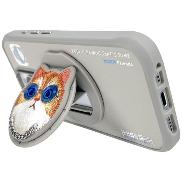 Nimmy iPhone 16 Pro Mobilskal MagSafe Glasses Cool Cat - Grå