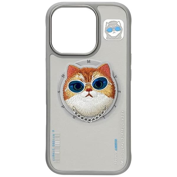 Nimmy iPhone 16 Pro Mobilskal MagSafe Glasses Cool Cat - Grå