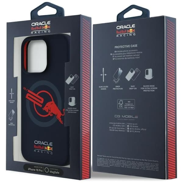Red Bull iPhone 16 Pro Mobilskal MagSafe HC Silikon Red Lining ORB20 - Navy