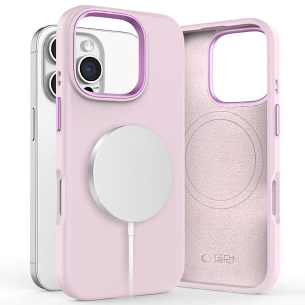 Tech-Protect iPhone 16 Pro Mobilskal Magsafe Pure Silikon - Rosa Pearl