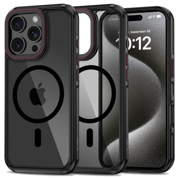 Tech-Protect iPhone 16 Pro Mobilskal Magsafe Maghybrid - Svart/Röd