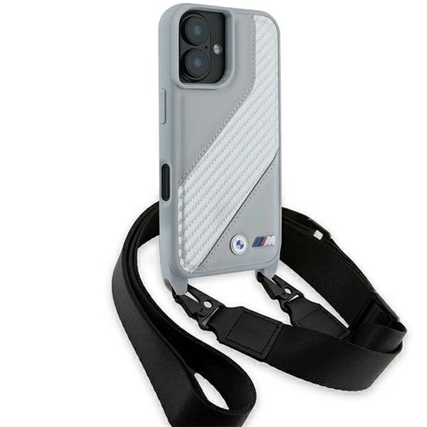 BMW iPhone 16 Mobilskal Carbon Stripe & Strap - Grå