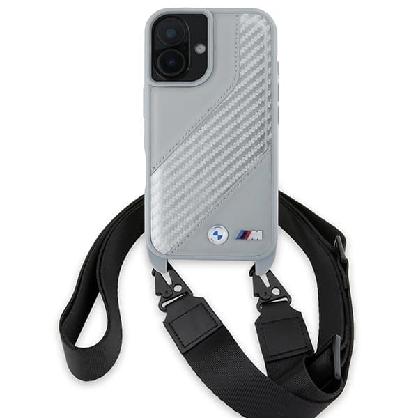 BMW iPhone 16 Mobilskal Carbon Stripe & Strap - Grå