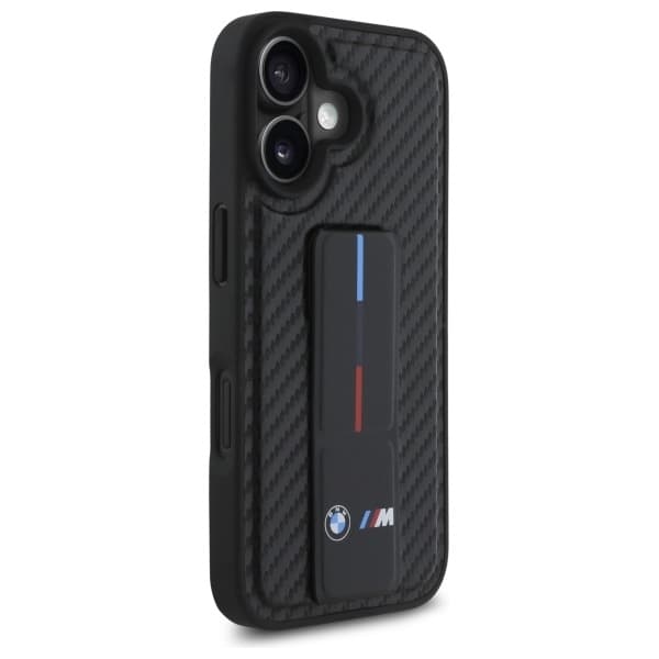 BMW iPhone 16 Mobilskal M Grip Stand Smooth - Svart