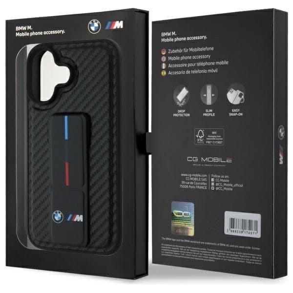 BMW iPhone 16 Mobilskal M Grip Stand Smooth - Svart