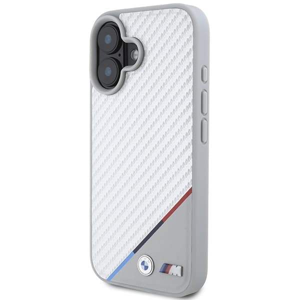 BMW iPhone 16 Mobilskal MagSafe Carbon Tricolor Line - Grå