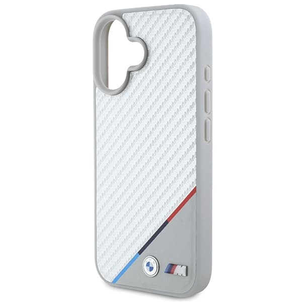 BMW iPhone 16 Mobilskal MagSafe Carbon Tricolor Line - Grå