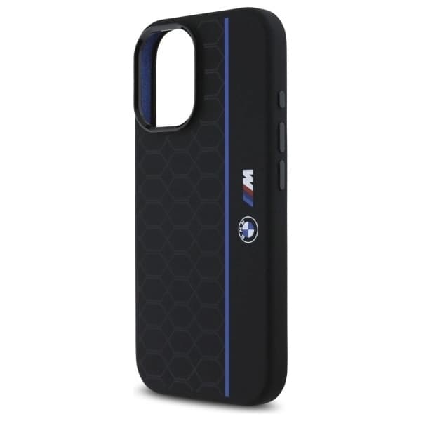 BMW iPhone 16 Mobilskal MagSafe Silikon Hexagon Blå Line