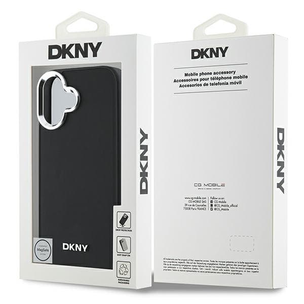 DKNY iPhone 16 Mobilskal MagSafe Plain Silver Logo - Svart