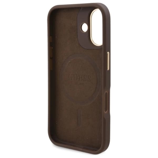 Guess iPhone 16 Mobilskal MagSafe 4G Logo Plate - Brun