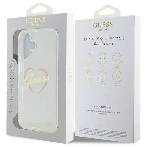 Guess iPhone 16 Mobilskal IML Heart - Transparent