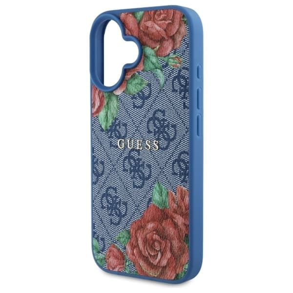 Guess iPhone 16 Mobilskal MagSafe 4G Flowers Print - Blå
