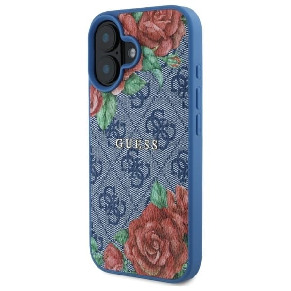 Guess iPhone 16 Mobilskal MagSafe 4G Flowers Print - Blå