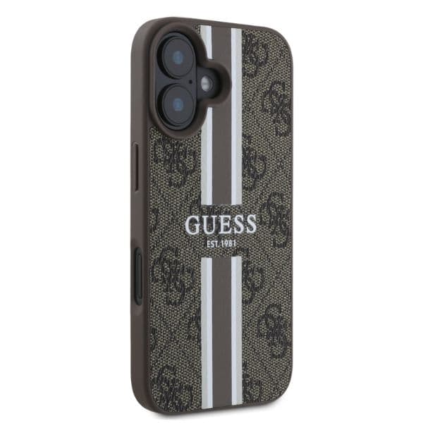 Guess iPhone 16 Mobilskal MagSafe 4G Printed Stripes - Brun