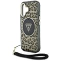 Miniatyrbild 5 av 7: Guess iPhone 16 Mobilskal MagSafe IML Leopard Triangle Cord Strap - Brun