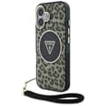 Miniatyrbild 1 av 7: Guess iPhone 16 Mobilskal MagSafe IML Leopard Triangle Cord Strap - Brun