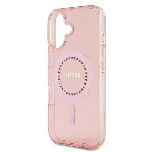 Guess iPhone 16 Mobilskal MagSafe IML Rhinestones - Rosa