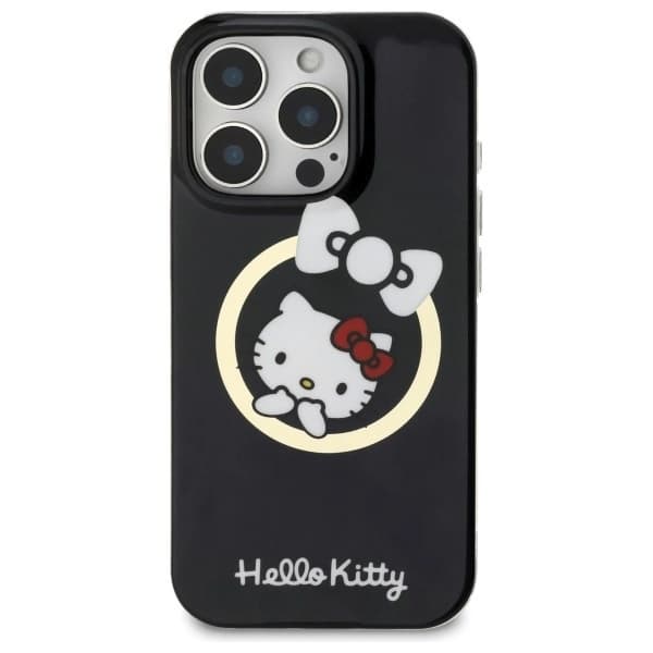 Hello Kitty iPhone 16 Mobilskal MagSafe IML Fun Bow - Svart