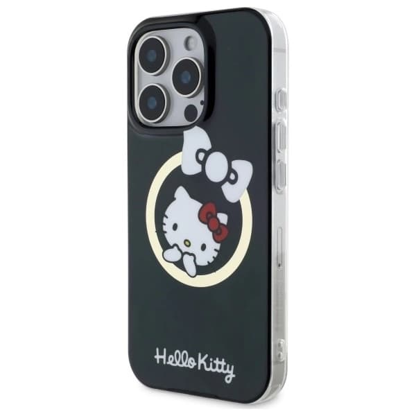 Hello Kitty iPhone 16 Mobilskal MagSafe IML Fun Bow - Svart