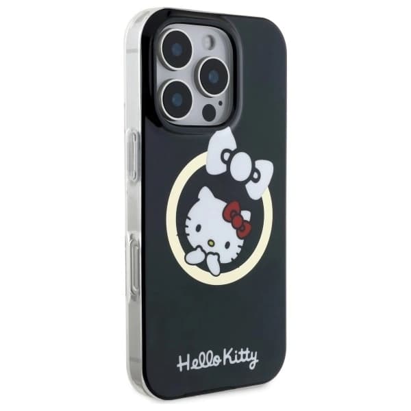 Hello Kitty iPhone 16 Mobilskal MagSafe IML Fun Bow - Svart