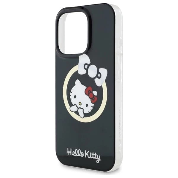 Hello Kitty iPhone 16 Mobilskal MagSafe IML Fun Bow - Svart