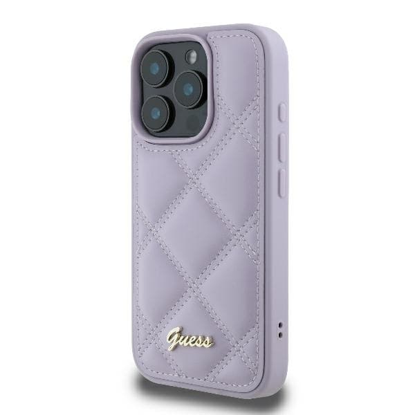 Guess iPhone 16 Mobilskal Quilted Metal Logo - Ljuslila
