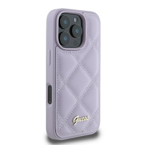 Guess iPhone 16 Mobilskal Quilted Metal Logo - Ljuslila