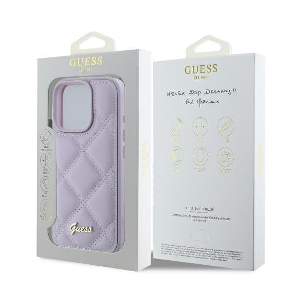 Guess iPhone 16 Mobilskal Quilted Metal Logo - Ljuslila