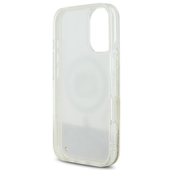 Hello Kitty iPhone 16 Mobilskal MagSafe Liquid Glitter - Vit Guld
