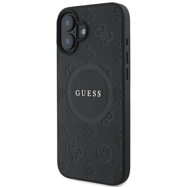 Guess iPhone 16 Mobilskal Magsafe Saffiano Peony Classic Logo - Svart