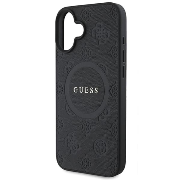 Guess iPhone 16 Mobilskal Magsafe Saffiano Peony Classic Logo - Svart
