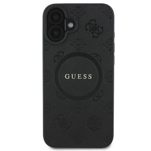 Guess iPhone 16 Mobilskal Magsafe Saffiano Peony Classic Logo - Svart