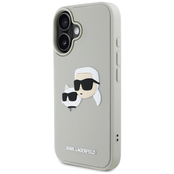 Karl Lagerfeld iPhone 16 Mobilskal 3D Rubber Double Heads - Beige