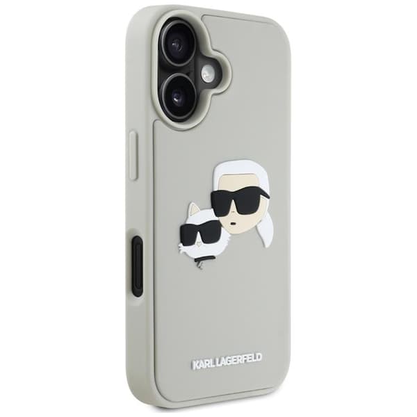 Karl Lagerfeld iPhone 16 Mobilskal 3D Rubber Double Heads - Beige