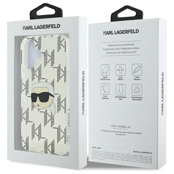 Karl Lagerfeld iPhone 16 Mobilskal IML Karl Head Electroplated - Clear
