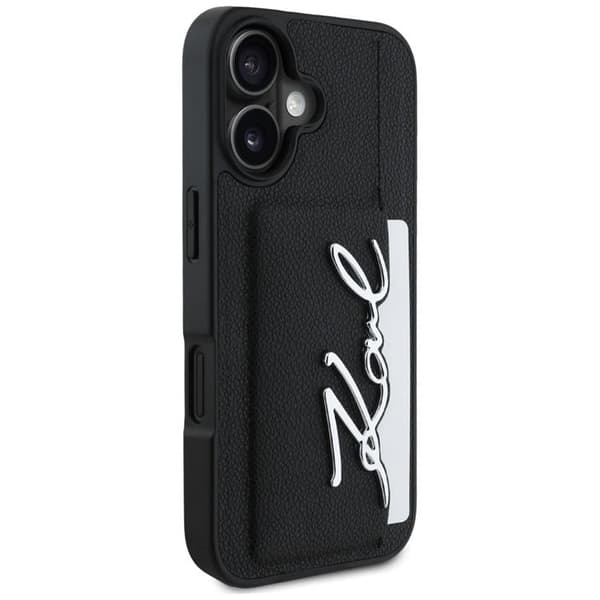 Karl Lagerfeld iPhone 16 Mobilskal Korthållare Metal Signature - Svart