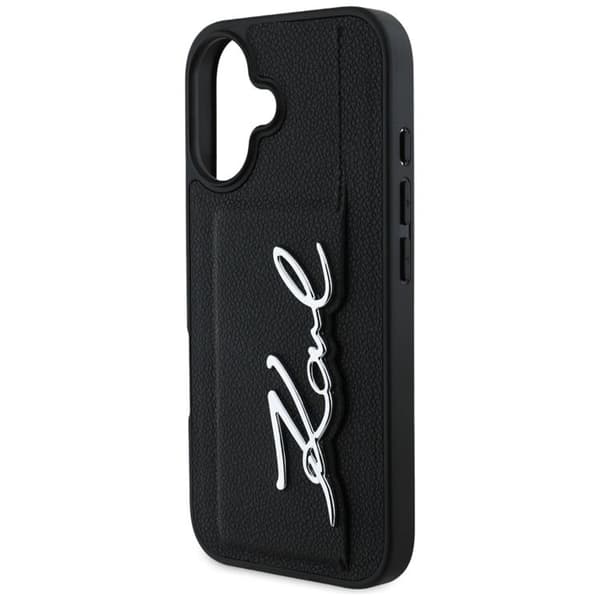 Karl Lagerfeld iPhone 16 Mobilskal Korthållare Metal Signature - Svart