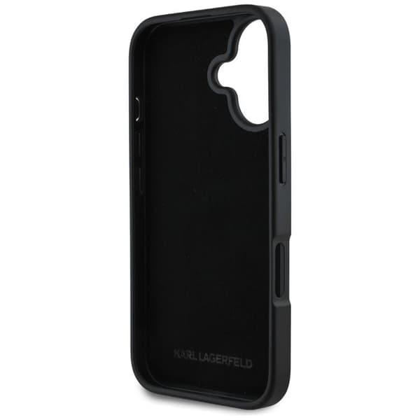 Karl Lagerfeld iPhone 16 Mobilskal Korthållare Metal Signature - Svart