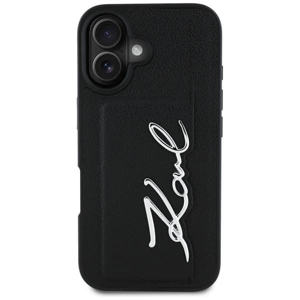 Karl Lagerfeld iPhone 16 Mobilskal Korthållare Metal Signature - Svart