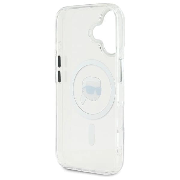 Karl Lagerfeld iPhone 16 Mobilskal MagSafe IML Metal Karl Head - Vit