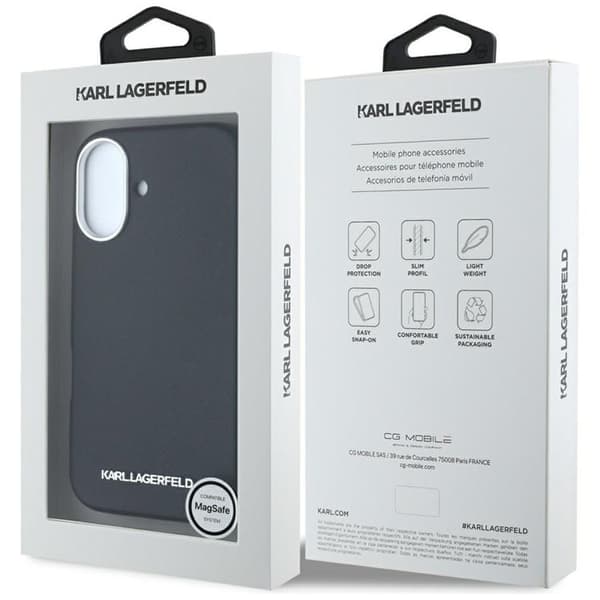 Karl Lagerfeld iPhone 16 Mobilskal MagSafe Saffiano Full Wrapped - Svart