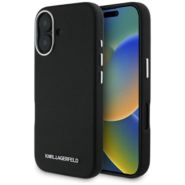 Karl Lagerfeld iPhone 16 Mobilskal MagSafe Saffiano Full Wrapped - Svart