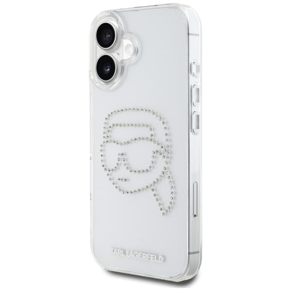Karl Lagerfeld iPhone 16 Mobilskal Rhinestones Karl Head - Transparent