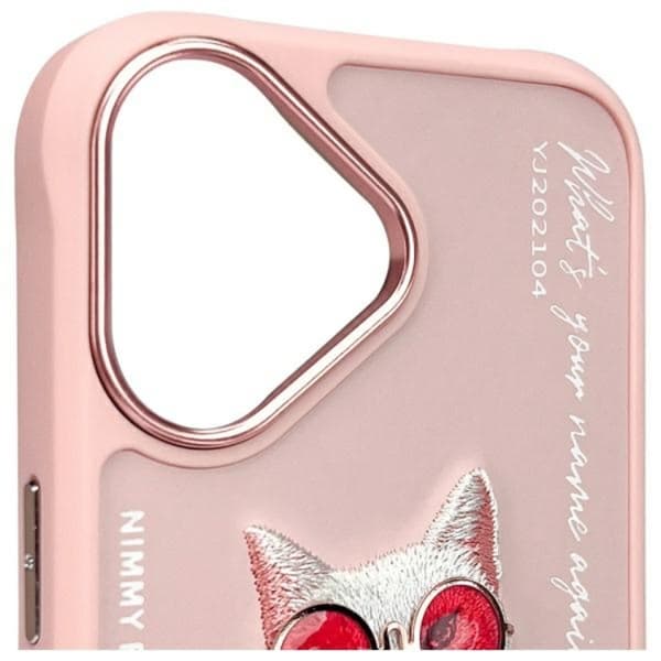 Nimmy iPhone 16 Mobilskal Glasses Cool Cat - Rosa